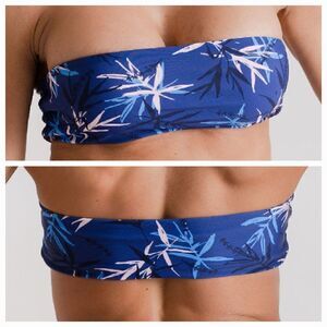 NWT Large Bandeau Bikini Top Blue Palm